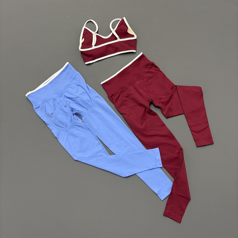 Yoga Fitness Zumba - 2 Pcs Sports Set Seamless Contrastline