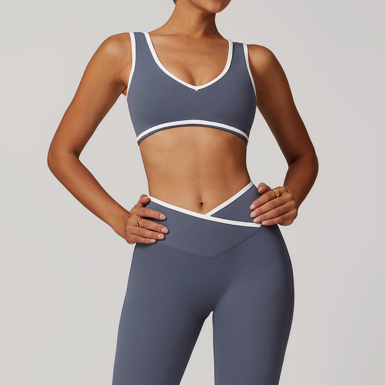 Yoga Fitness Up - V-Neck Sports Bra Women Top Push