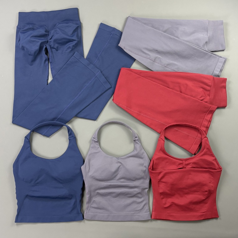 Yoga Fitness Zumba - 2Pcs Flare Leggings Set Seamless Halter