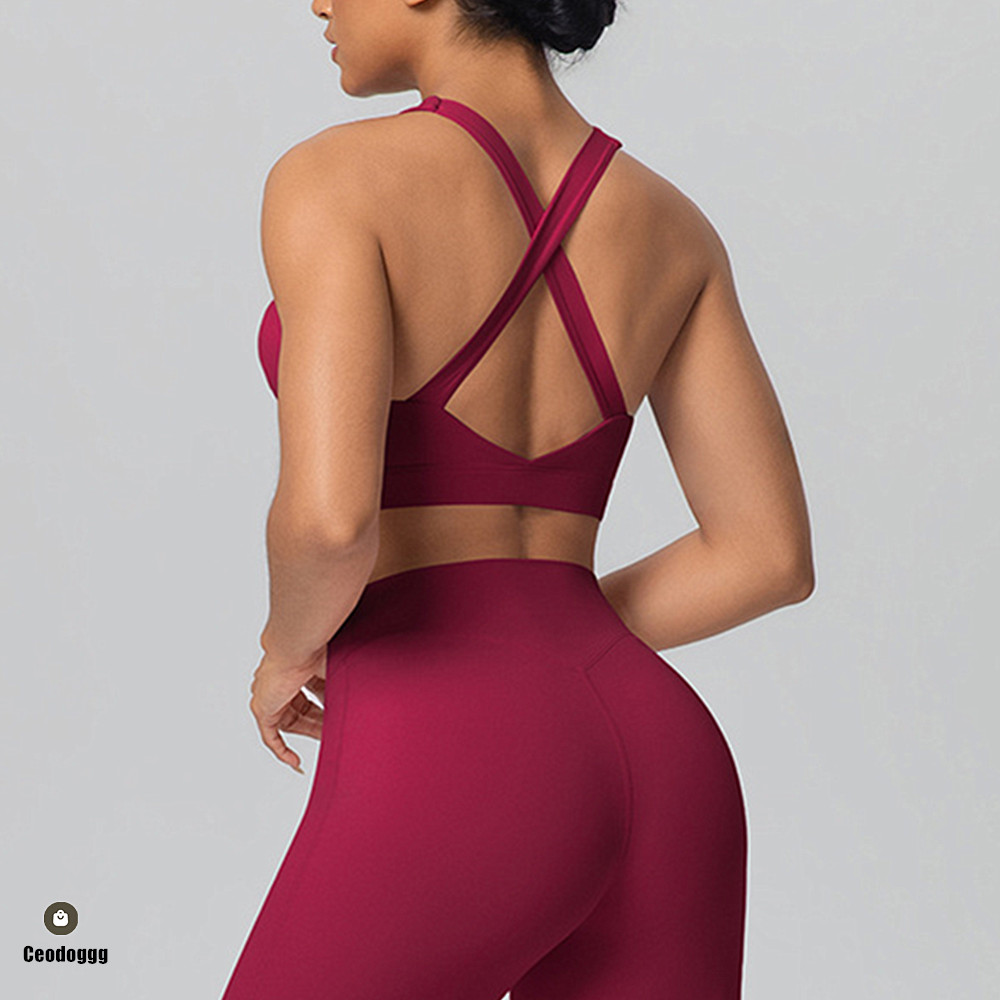 Yoga Fitness Up - Pad Cross Shoulder Strap Yoga Bra