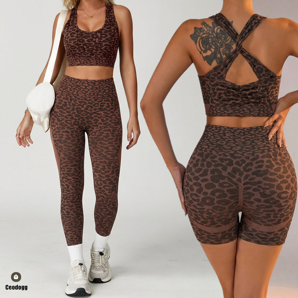 2PCS Pad Leopard Yoga Set Wome - огляд і ціна Yoga Fitness Zumba