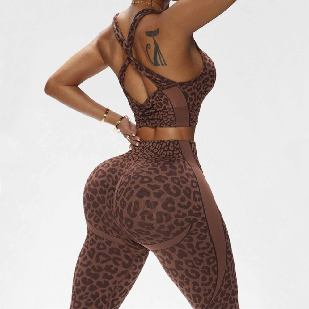 2PCS Pad Leopard Yoga Set Wome - огляд і ціна Yoga Fitness Zumba